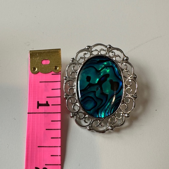 Ariki Abalone Brooch Pin Gold Plate New Zealand Paua Blue with Box - Picture 3 of 5